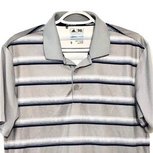 Adidas Climacool Polo Golf Shirt Gray Striped Sz S